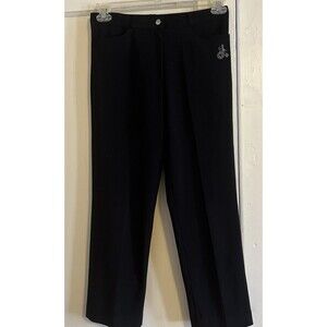 Bazzi Pants Korea Size 66 (US Sm 6-8) Women’s Cropped Ankle Black Unicycle Logo